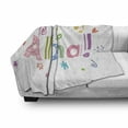 thumbnail image 3 of Aloha Soft Flannel Fleece Throw Blanket, Colorful Fun Wording Illustration with Swirls Hearts and Floral Motifs Hawaiian, Cozy Plush for Indoor and Outdoor Use, 70" x 90", Multicolor, by Ambesonne, 3 of 6