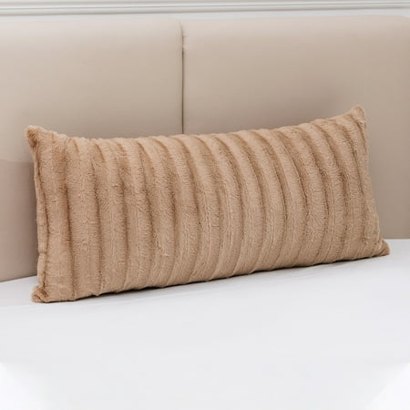 Cheer Collection Faux Fur Throw Pillow - 18  x 40  Long Decorative Body Pillow for Bed or Couch