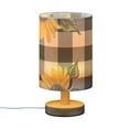 thumbnail image 2 of Sunflower with Black White Plaid Bedside Desk Lamp LED Table Nightstand Lamps Warm Light Fabric Lampshade for Home Bedroom Office Living Room Decor, 2 of 7