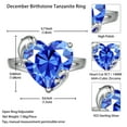 thumbnail image 6 of Juwaliy 9Ct Women Heart Ring 925 Sterling Silver Dolphin December Birthstone Tanzanite Blue Solitaire Ring Jewelry Mom Christmas Birthday Gift, 6 of 10