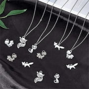 1 Box 100Pcs 5 Style Silver Fox Charms Tibetan Silver Metal Animal Jewelry Making Pendants Bulk