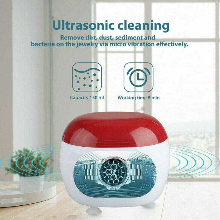 Ultrasonic Jewelry Cleaner, Sonic Cleaner for Eyeglasses, Rings, Coins, Silver, Denture Ultrasonic Cleaner Solution for Gifts, Infant Unisex, Size