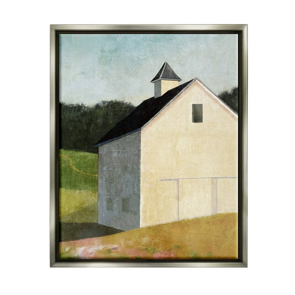 Stupell Industries Countryside Hills Barn Scenery Painting Luster Gray Floating Framed Canvas Print Wall Art, Design by Suzanne Nicoll