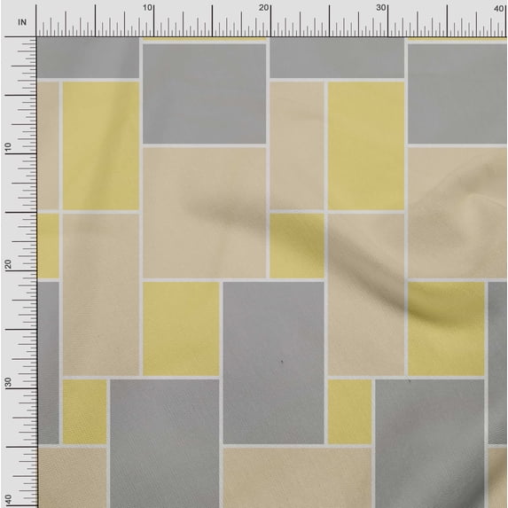Soimoi Rayon Crepe Fabric Geometric Panel Print Fabric by The Yard 46 Inch Wide