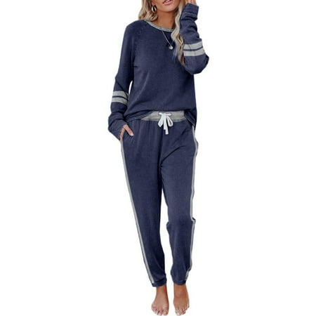 

Women s Loose Casual 2-Piece Jacket + Trousers Daily Home Pajamas