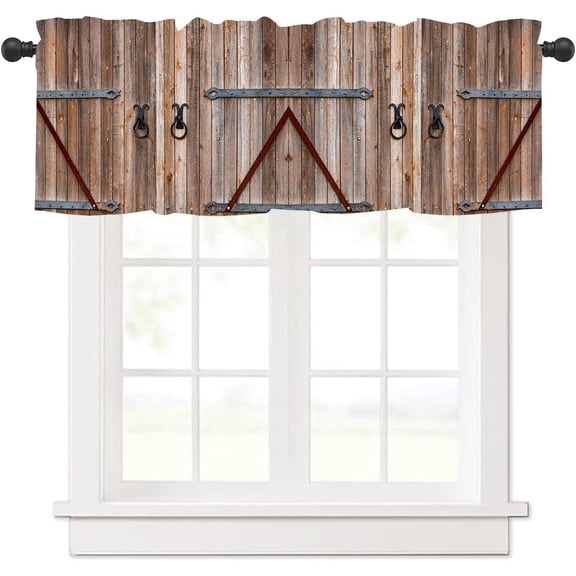 Vintage Wooden Wood Floral Valance Curtains Rustic Rustic Wooden Background Sunflower Floral Kitchen Window Valance 54x18 Inch 1 Panel