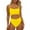 Yellow, variant on Womens One-Piece Swimsuits Solid Color Neck Front Lace Up Back High Cut Monokini One Piece Swimsuit Women Swimwears Holiday Wear,Pink,L
