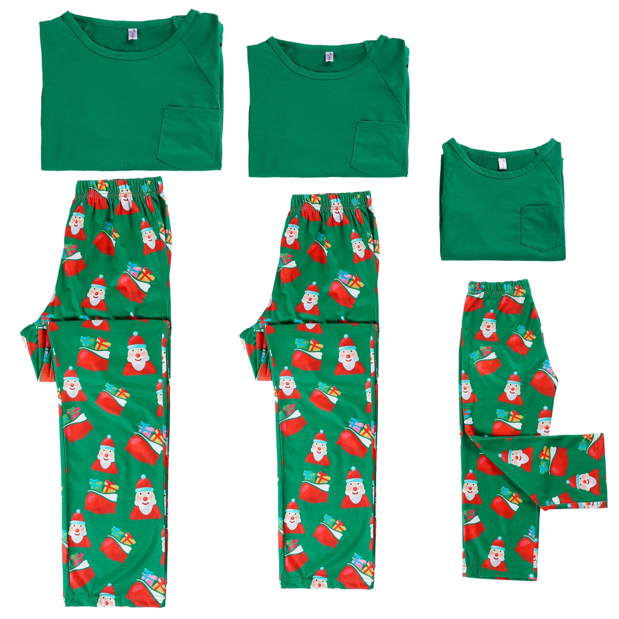 DARING DIVA Pajamas Christmas Santa Family Pajama Long Sleeve Family Pajama Sets XS Teen Green