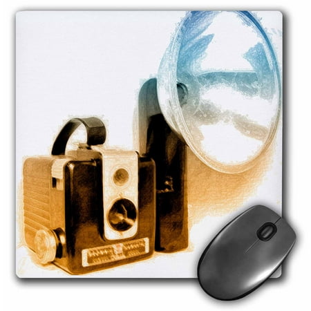3dRose Picture of a Vintage 1950s camera with bulb flash, Mouse Pad, 8 by 8 inches