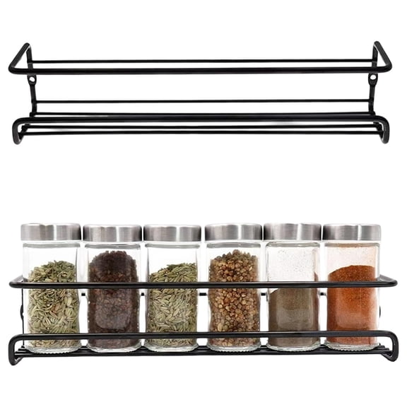 Homesteed No Drill Wall Mounted Spice Rack Pantry Door Organizer Kitchen Storage Shelf Hanging Seasoning Organizer for Cabinet