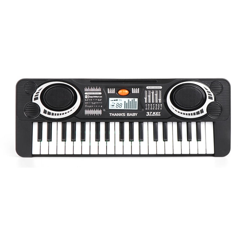 Uayasily Portatile Electronic Kids Keyboard Piano Educational Toy 37 Tasti Tastiera Elettronica Black Bianco Strumento Musicale per Ragazzi Ages 3-12