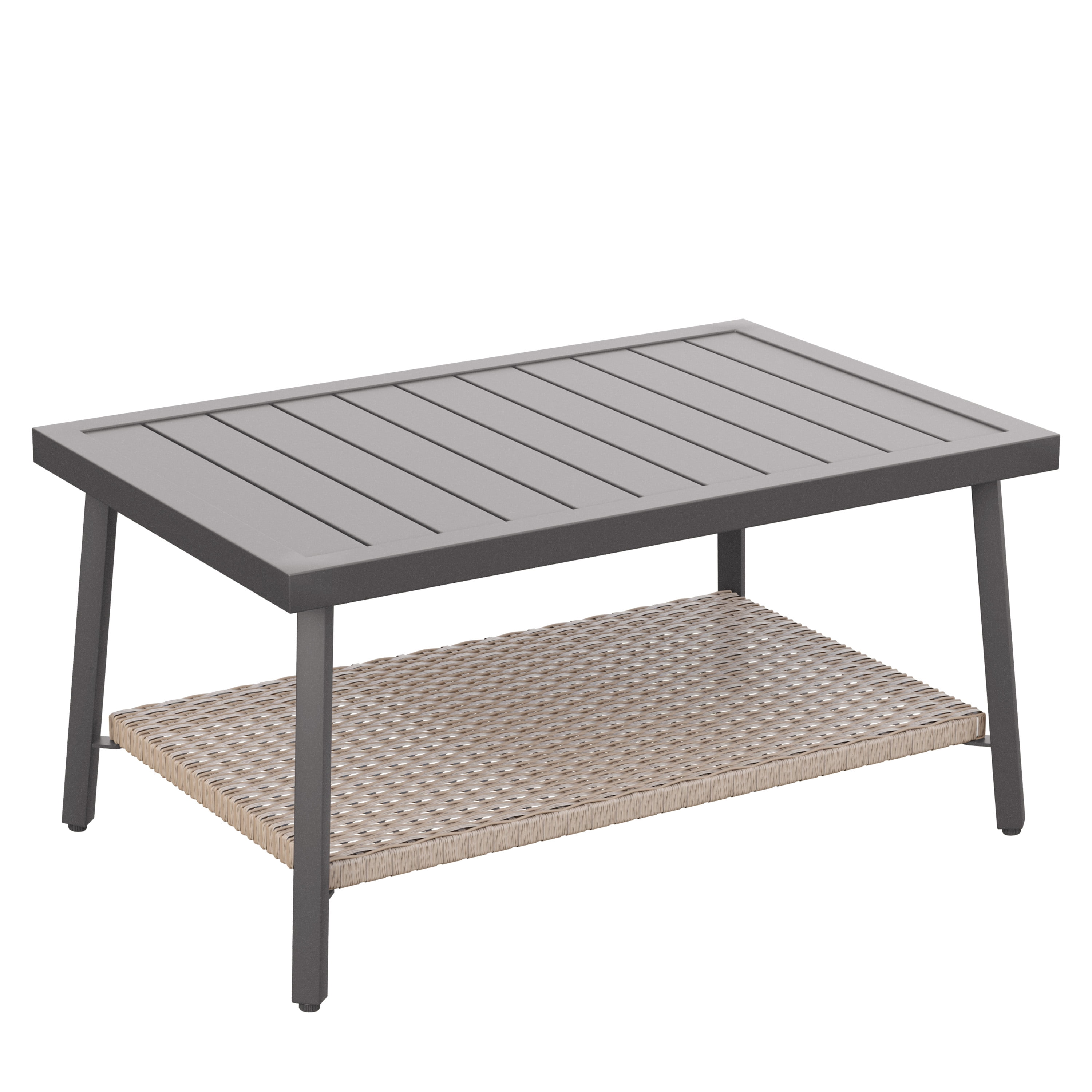 NestNook Outdoor Coffee Table, Rectangular Patio Table with aluminum  Top and Metal Frame for Garden, Deck, Balcony