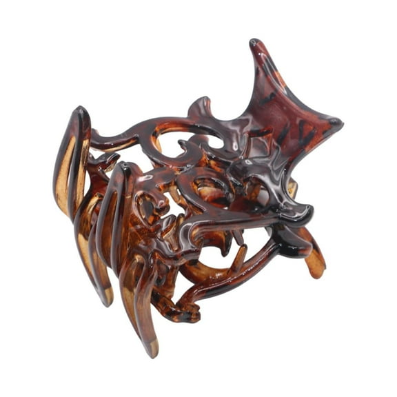 Parcelona French Intricate Four Teeth Small Tortoise Shell Celluloid Hair Claw