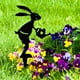 thumbnail image 1 of Elegantes conejos de hierro para decoración de jardín, esculturas para patio, estacas de césped hechas a mano, arte caprichoso para el jardín, detalles rústicos para jardín, marco de metal,, 1 of 8