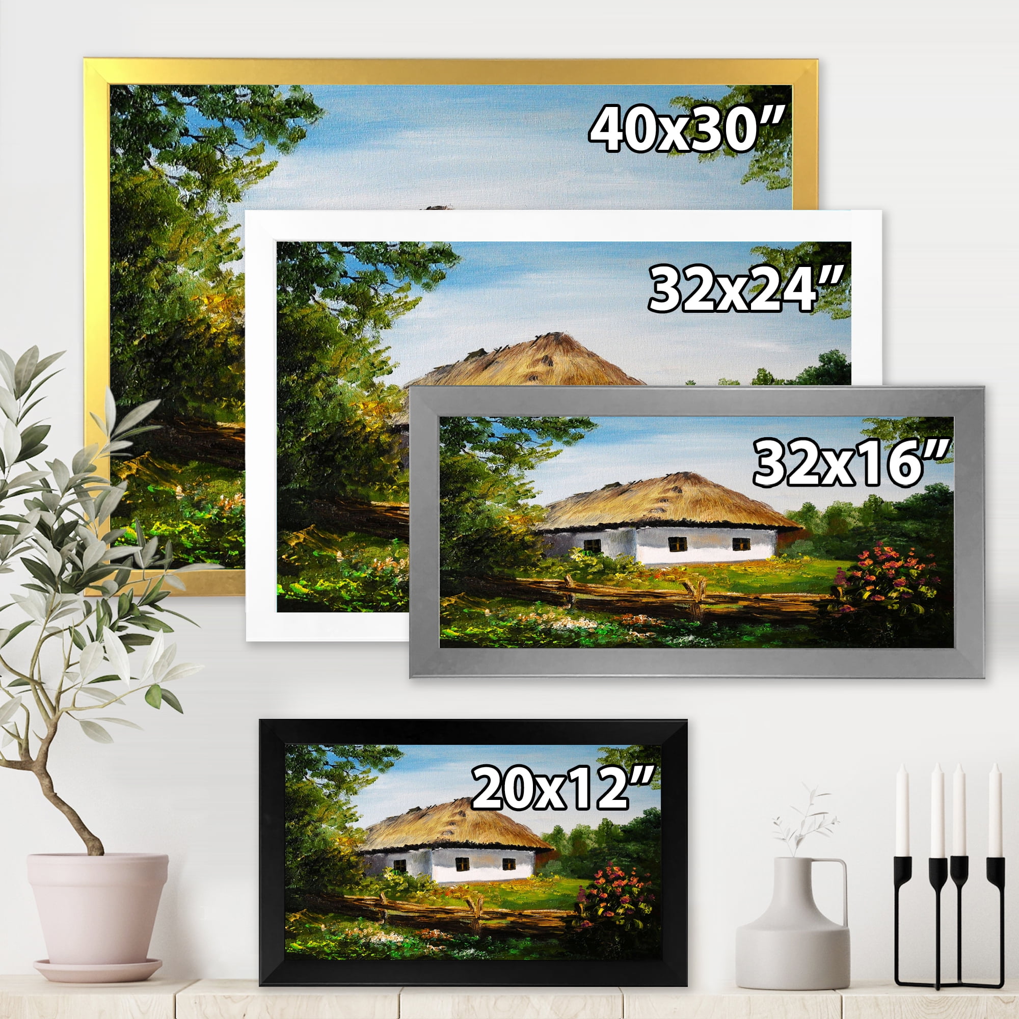 Designart 'Traditional Cottage At Sunrise In Summer' Traditional Framed Art Print