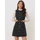thumbnail image 2 of Vestido a cuadros sin mangas con cuello redondo y botones vintage elegante para mujer Negro M, 2 of 5