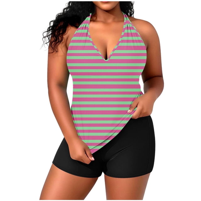 RXMEKW Plus Size Swim Top for Women with Built-In Bralette, Adjustable Straps and Split Back Design, Matching Bottoms for Beach or Pool