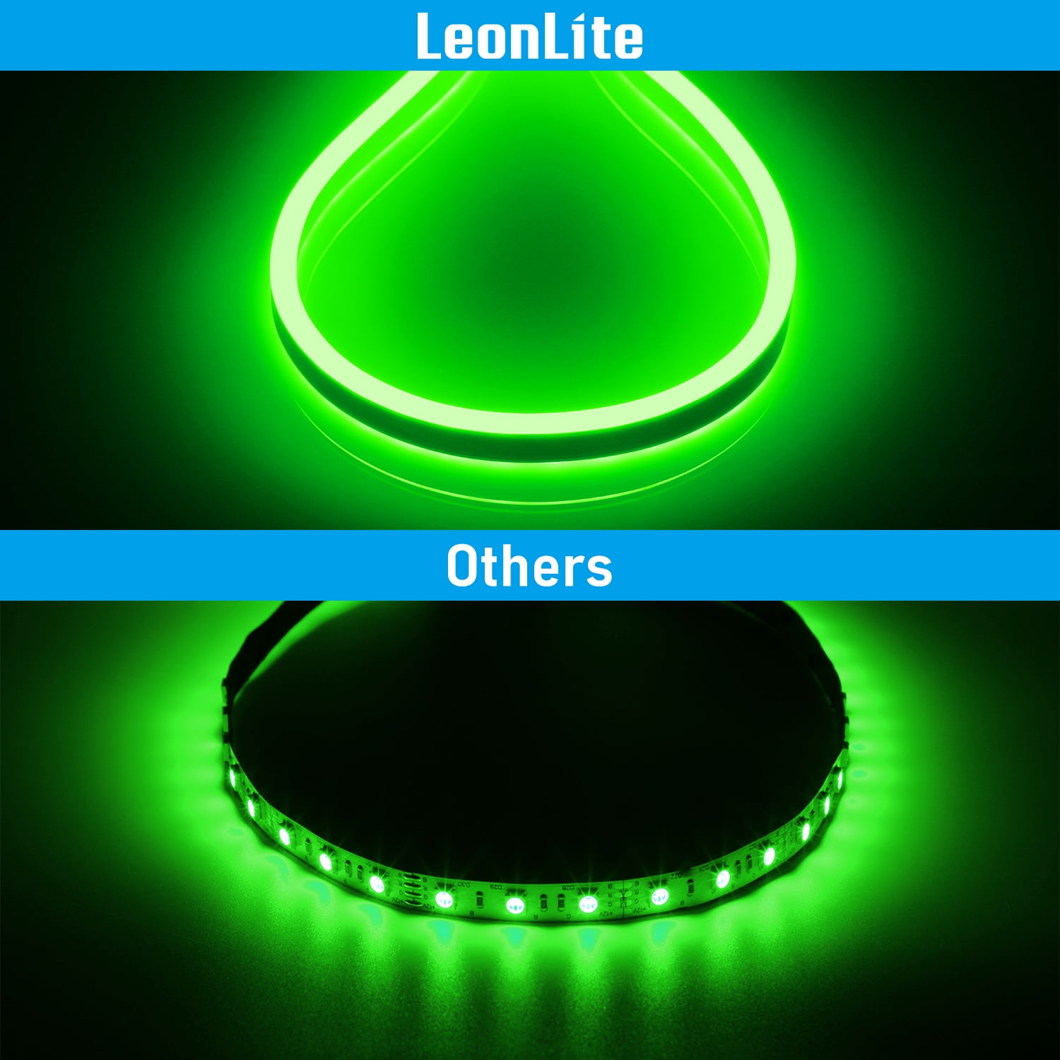 50FT LED Neon Rope Lights Outdoor, IP67 Waterproof, AC 120V LED Strip Lights, UL Plug&Play, Max Connection 3 Sets(150FT), ETL Listed, Green Light