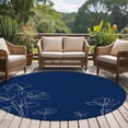 thumbnail image 4 of Round Area Rugs Collection 7 Ft, Navy Blue Flowers Non-Slip Residential Carpet, Rustic Abstract Floral Simple Art Indoor Crawling Mats Runner Rugs for Living Room/Dining Room/Bedroom, 4 of 8