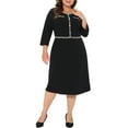 thumbnail image 2 of Agnes Orinda Women's Plus Size Dresses Crew Neck 3/4 Sleeve Vintage Work Cocktail Bodycon Pencil Dress 4X Black, 2 of 6