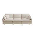 thumbnail image 6 of LUCKHAO Modular Corduroy Sectional Sofa ,2/3/4/5 Seat / L-Shaped Corduroy Deep Seat Couch with 4 Pillow for Living Room Bedroom Apartment Beige/ Green, 6 of 8