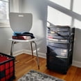 thumbnail image 4 of HOMZ Drawer Tower, 4-Tier Clear Plastic Rolling Storage Cart Organizer, Black/Smoke, 4 of 11