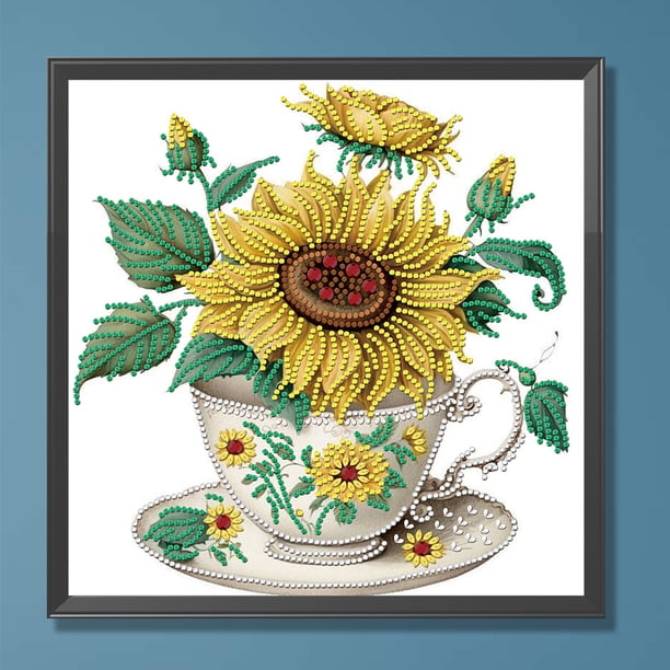 Cuadros Decorativos Pintura de diamante 5D DIY Kit de taladro en forma especial parcial Girasol Decoración para el hogar Wdftyju embutido en tela