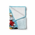 thumbnail image 2 of Santa Soft Flannel Fleece Blanket, Cartoon Style Santa Doing a Jump on Snowboard Snow Covered Mountains and Pine Trees, Cozy Plush for Indoor and Outdoor Use, 60" x 80", Multicolor, by Ambesonne, 2 of 6