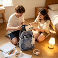 thumbnail image 5 of Celestial Star Commuter Daypack, Textured Cotton-Blend Large Rucksack for Women, Y2K Retro Star Embroidery Backpack with Detachable Star Pouch, Water-Resistant University Bag, 5 of 7