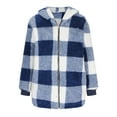 thumbnail image 4 of qucoqpe Winter Plaid Jackets for Men Trendy Plushy Fleece Full Zip Hooded Coat with Pockets, 4 of 6