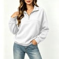 thumbnail image 5 of Women's Half Zip Pullover Sweatshirt Oversized Long Sleeve Mock Neck Casual Top with Collar Solid Color Relaxed Fit Fleece Jumper, 5 of 7