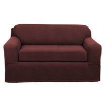 Mainstays Pixel 2-Piece Stretch Loveseat Slipcover, Wine