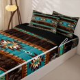 thumbnail image 3 of jejeloiu Southwestern Geometric Zipper Twin Comforter Sets with Fitted Sheet and 2 Pillowcases,Cowhide Pattern Zipper Bedding Set For Boys,Turquoise Brown,Black Reversible,4 Pieces, 3 of 7
