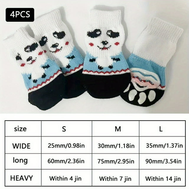4PCS Pet Paw Protection Dog Socks For Pet Dog Small Cat Non-slip Pet Socks Christmas Gift Pattern