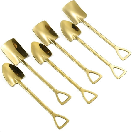 

Coffee Spoon Set 6 Piece Espresso Spoon Set Teaspoons Small Spoons for Coffee Tea Dessert Or Dinner 18/10 Stainless Steel Hand Polished Dishwasher Safe 15cm (Gold)