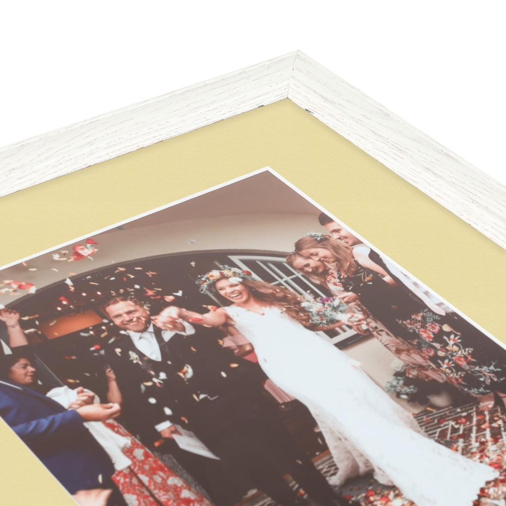 ArtToFrames 22x28 Matted Picture Frame with 18x24 Single Mat Photo Opening Framed in 1.25 Off White Wash on Ash and 2 Buttercup Mat (FWM-4098-22x28)