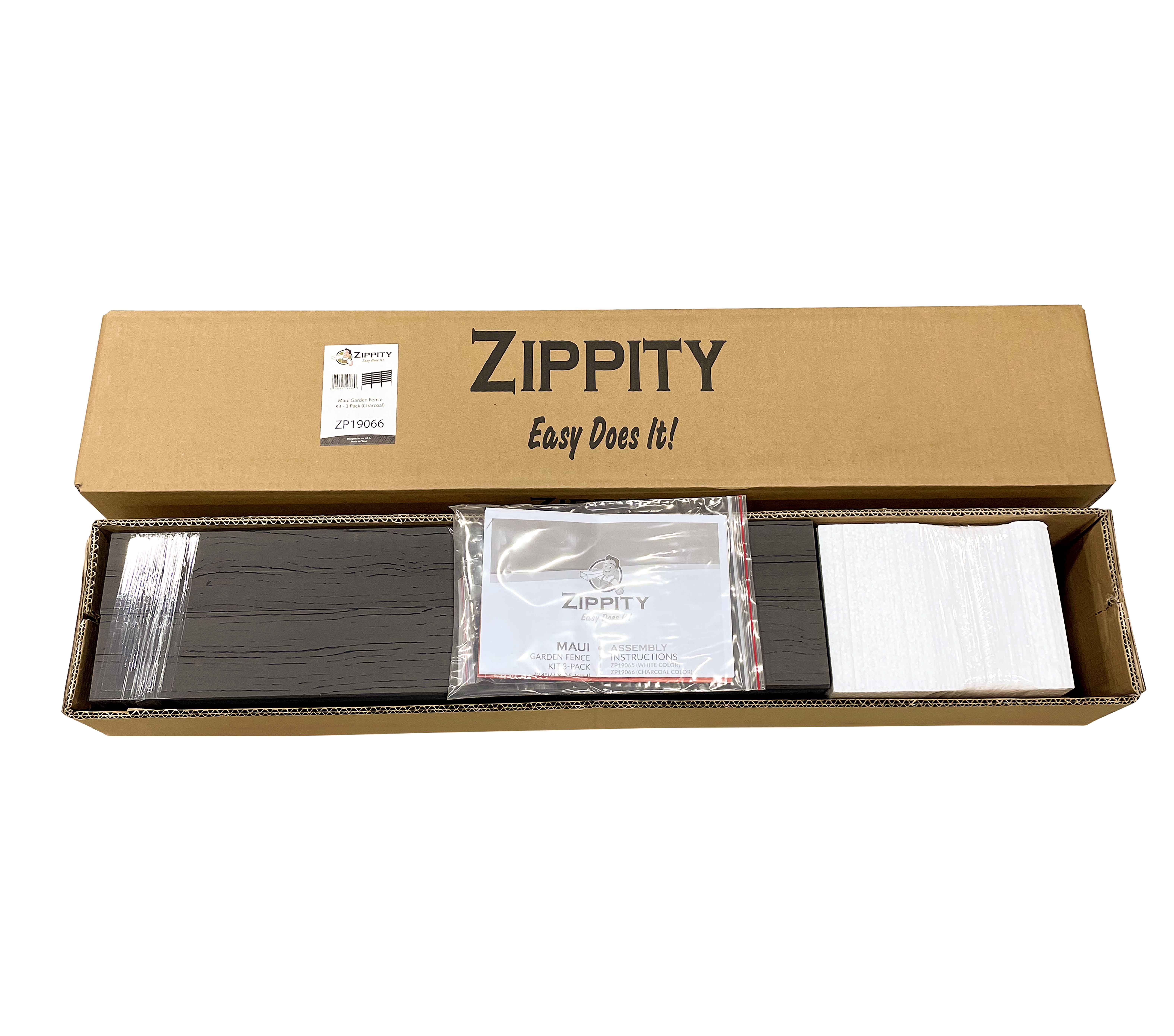Zippity Outdoor Decorative Wood Border No-Dig Charcoal WoodTek