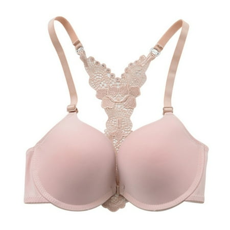 

Abcelit Clearance! Sexy Women Adjustable Front Closure Bra Push Up Flower Underwire Underwear Lace Lingerie for Women Skin 80B