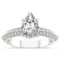Pear Shape 4 Carat IGI Certified Lab Grown Diamond Ring | 14K White Gold |Dua Side Stone Knife Edge Diamond Ring | FG-VS1-VS2 Quality Friendly Diamonds