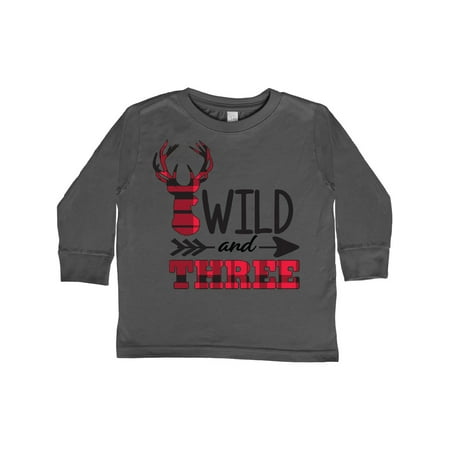 

Inktastic Plaid Deer Wild and 3 with Arrow Gift Toddler Boy or Toddler Girl Long Sleeve T-Shirt