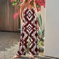 thumbnail image 2 of CaComMARK PI Women's Jumpsuit 2025 Summer Fashion Casual Rompers Sleeveless Printed Spaghetti Wide Leg Jumpsuit with Pocket Wine 4(S), 2 of 5