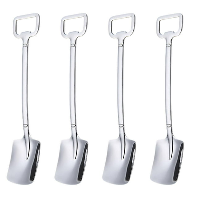 4 piezas cucharas en forma de palas cuchara para té y café regalos utensilios de cocina cucharas de helado cucharas de postre para restaurante Picnic Plata plana