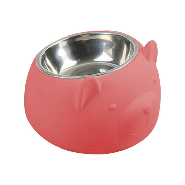 Comedero para perros inclinado a 15 degree, de acero inoxidable, para gatos y cachorros de interior. Rosa