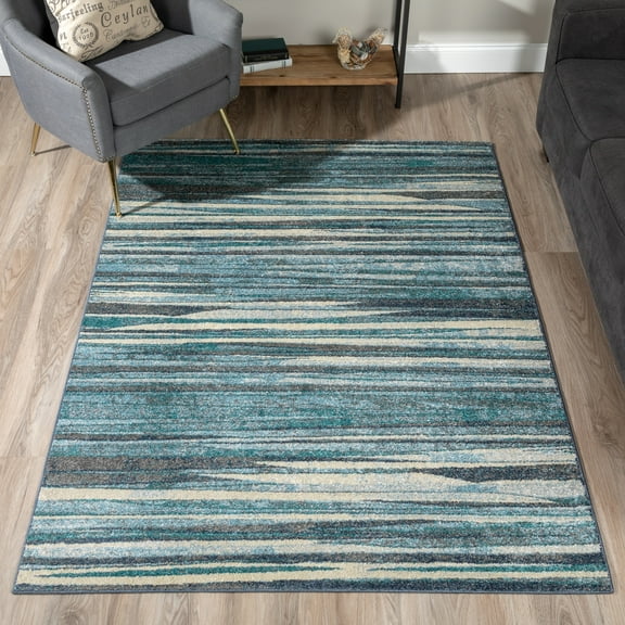 Addison Rugs Blair 3'3" x 5'1" Rectangle Abstract Stripe Fabric Area Rug in Blue