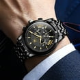 thumbnail image 5 of OLEVS Watches for Men, Mens Watches Quartz Black Stainless Steel Waterproof Luminous Business Calendar Wrist Watch reloj para hombre, 5 of 12