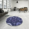thumbnail image 4 of Ahgly Company Machine Washable Indoor Round Transitional Medium Slate Blue Area Rugs, 6' Round, 4 of 7