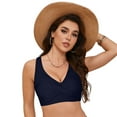 thumbnail image 4 of Siilsaa Push Up Swim Top Women Halter Bikini Top Only Retro Swimsuit Top Push Up Bathing Suit Top No Bottom Navy,M, 4 of 7