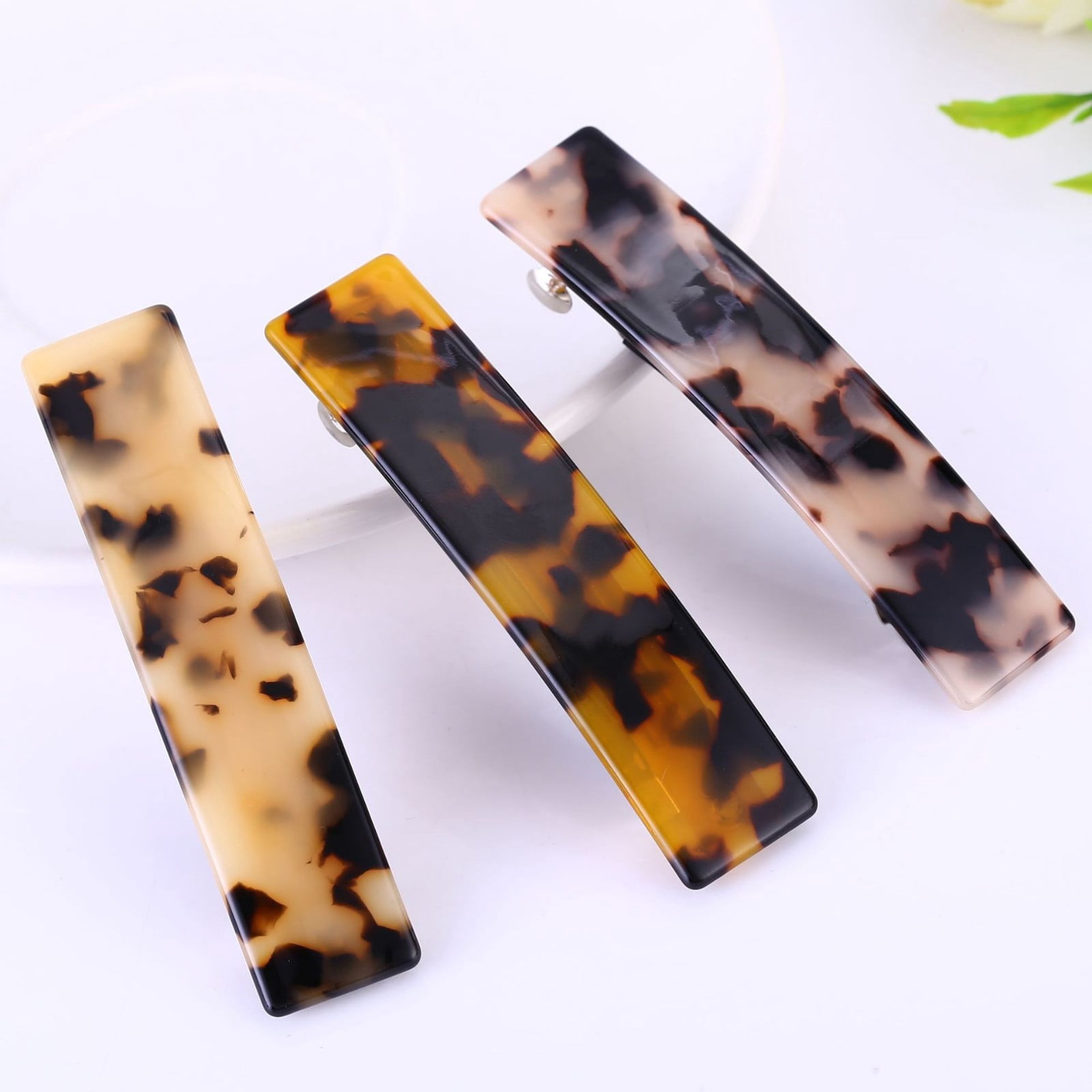Leopard Print Acetate Spring Clip Large Top Hair Clip Long Horizontal Hairpin for Women Japanese Korean Style Ponytail Clip Hair Accessories