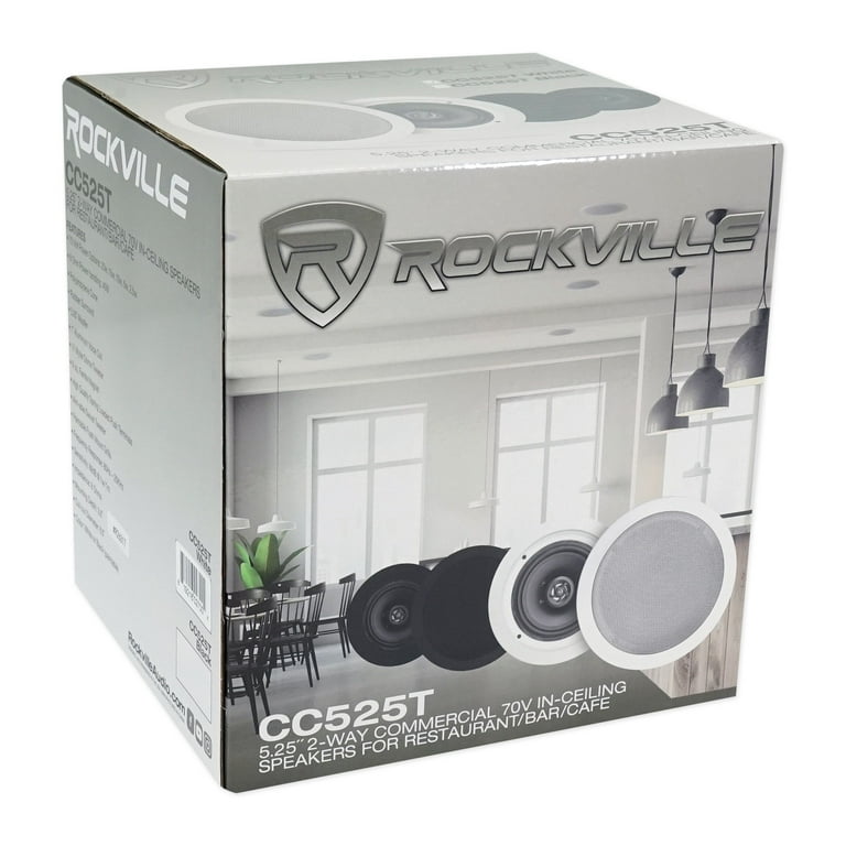 Rockville CCL6T 70V 6" Commercial Ceiling Speaker 16-Pack - White, For Restaurant, Office, School PA