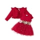 thumbnail image 1 of Vestido Renotemy para niñas, tutú de lentejuelas rojas con cárdigan, 1 of 6